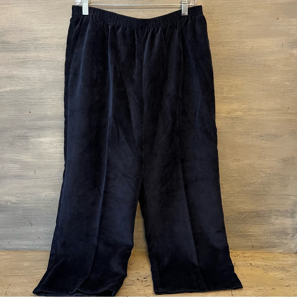 Alfred Dunner Navy Blue Corduroy Elastic‎ Waist Pants Size 16P Like New